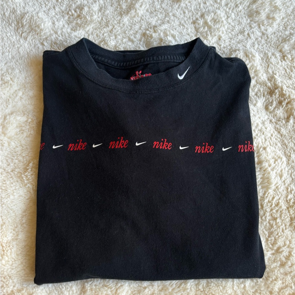 Nike Black T-Shirt with Red and White Logo